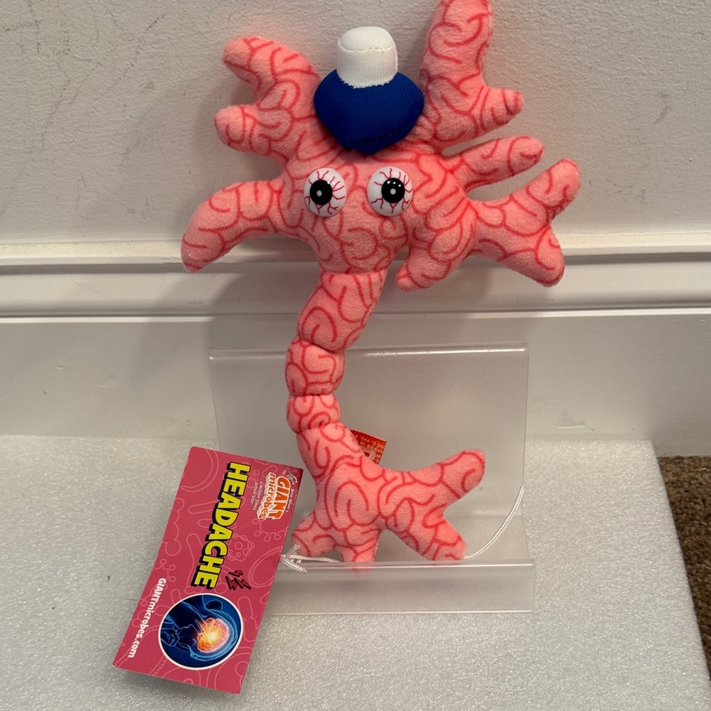 Giant microbe headache brain waves plush stuffed animal NWT